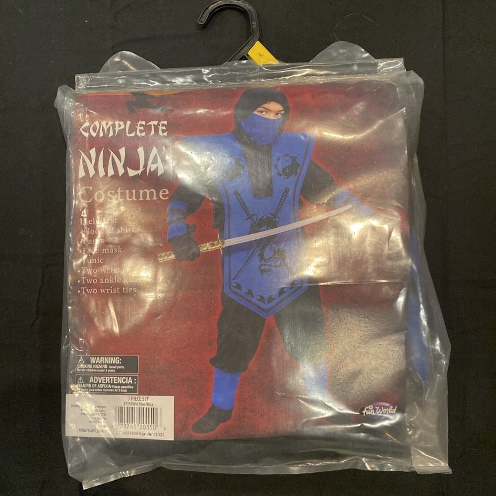 Ninja Costume Complete 7-Piece Set Dress Up Halloween Boys Large 10/12 NEW #359